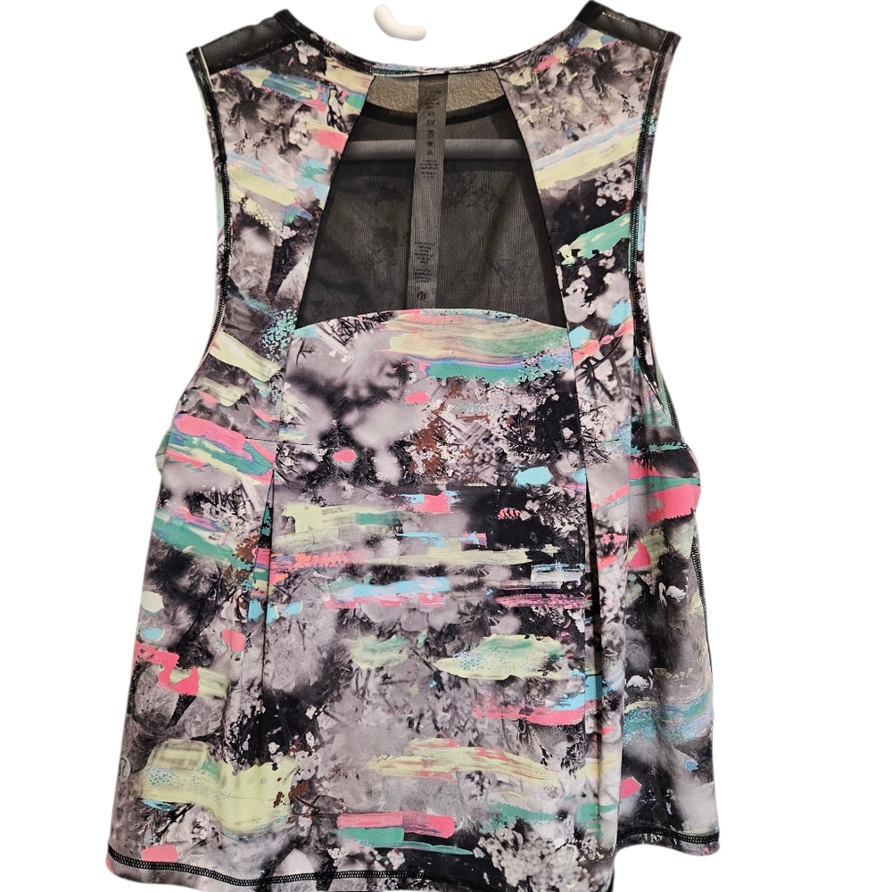 Lululemon Abstract Print Mesh Back Athletic Tank Top Multicolor - Picture 3 of 4